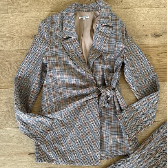 Tularosa - Rachel Plaid Blazer and Pants Set in Brown & Orange - Picture 2 of 8